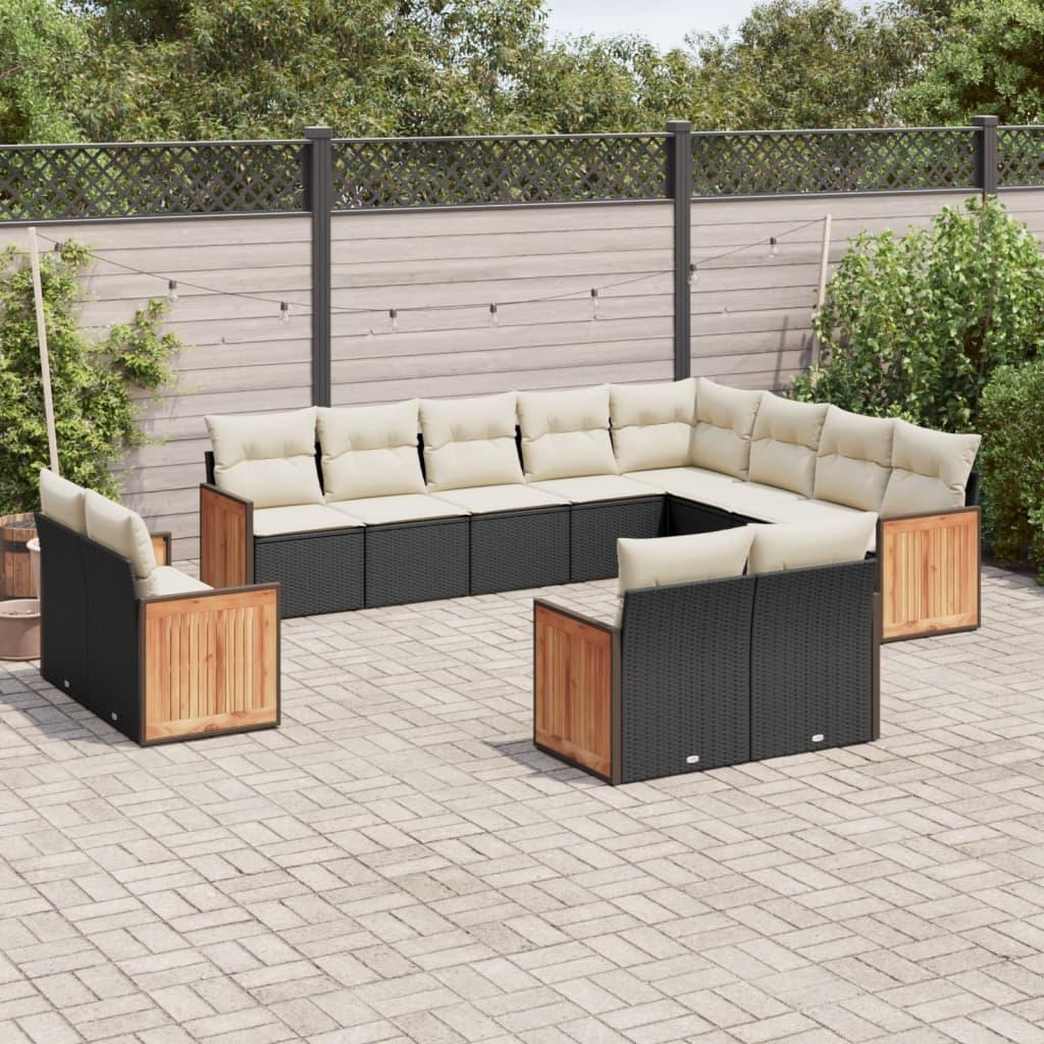 VIDAXL Salon de jardin 12 pcs avec coussins noir resine tressee