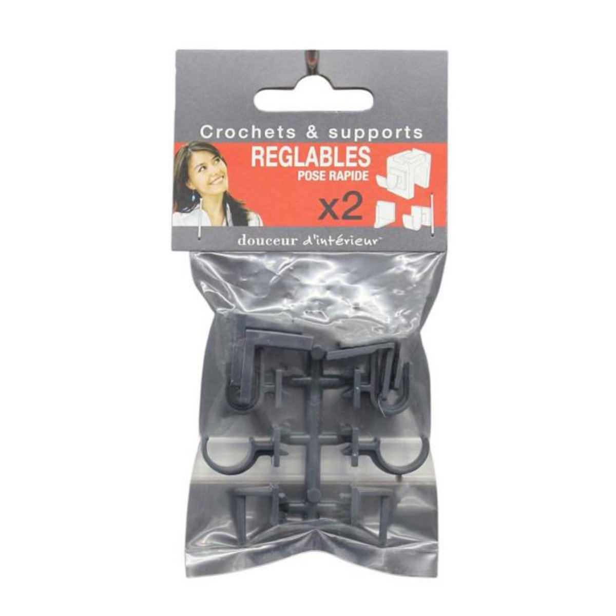 Paris Prix Lot de 2 Crochets & Supports  Réglables  15cm Anthracite