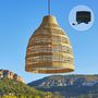 Voir la diapositive 2 : Lumisky Suspension solaire bohème FREYA LONG Bois Herbe marine D49 cm