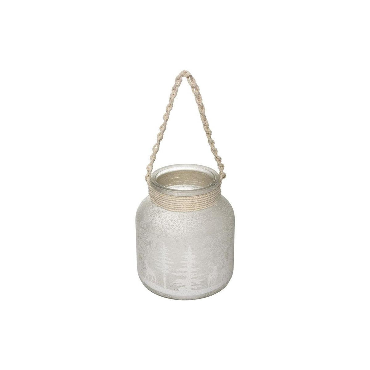 FEERIC LIGHT & CHRISTMAS Lanterne Déco Motif Enneigé  Cocon  16cm Blanc