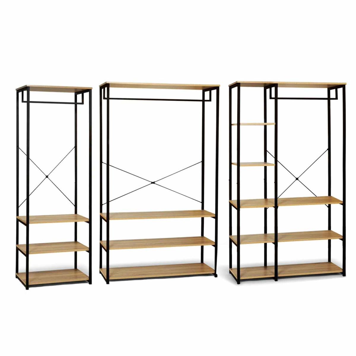ID MARKET Dressing modulable XXL grande capacité L. 250 cm DETROIT design industriel