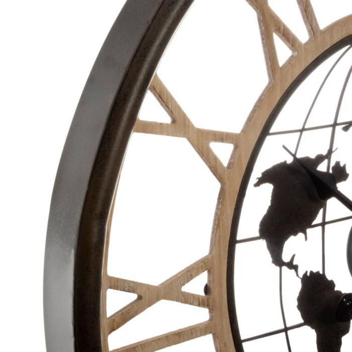 ATMOSPHERA Pendule Ronde en Métal  Monde  67cm Naturel