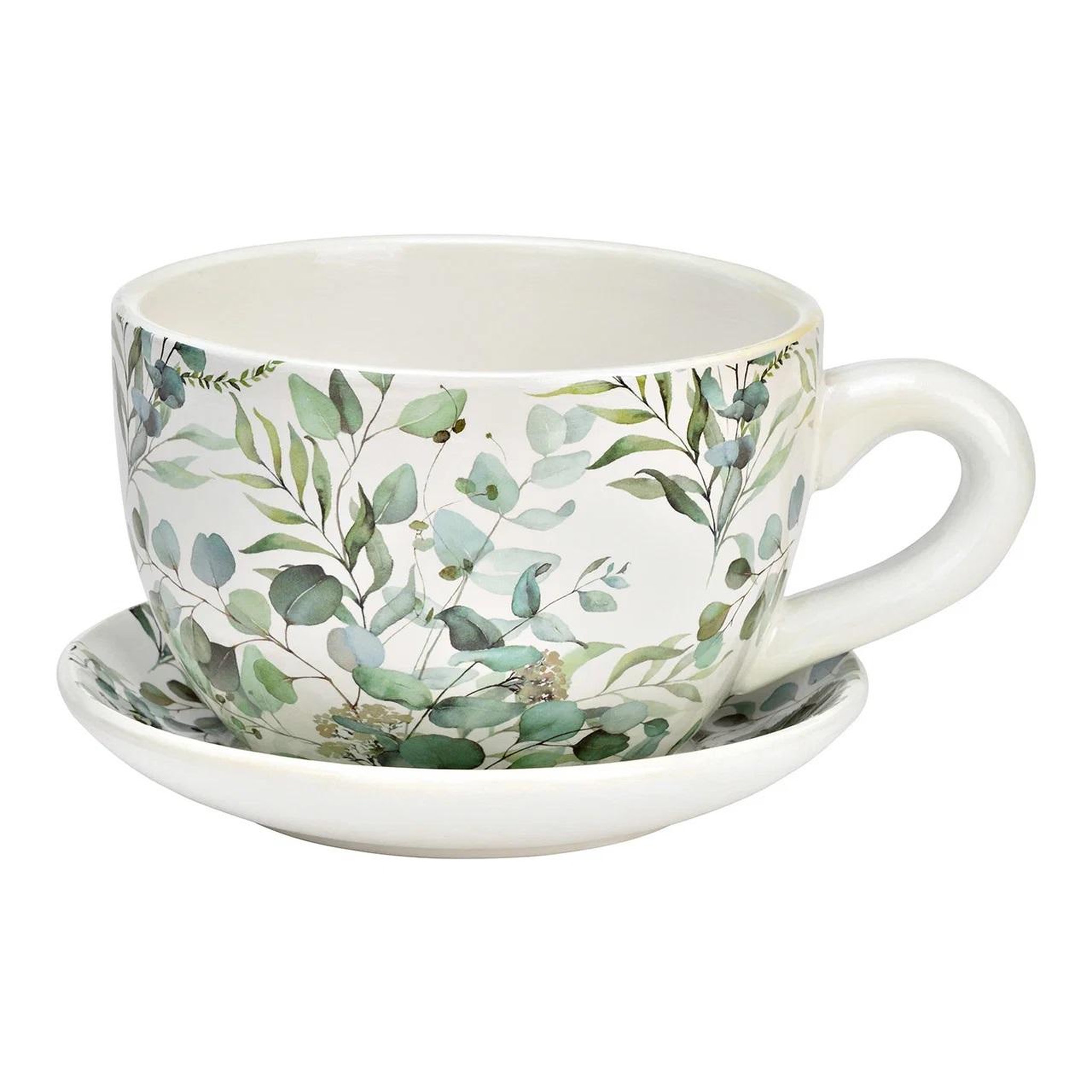 Voir la diapositive 3 : Eden Vase ou pot de fleurs en forme de tasse feuilles d'eucalyptus