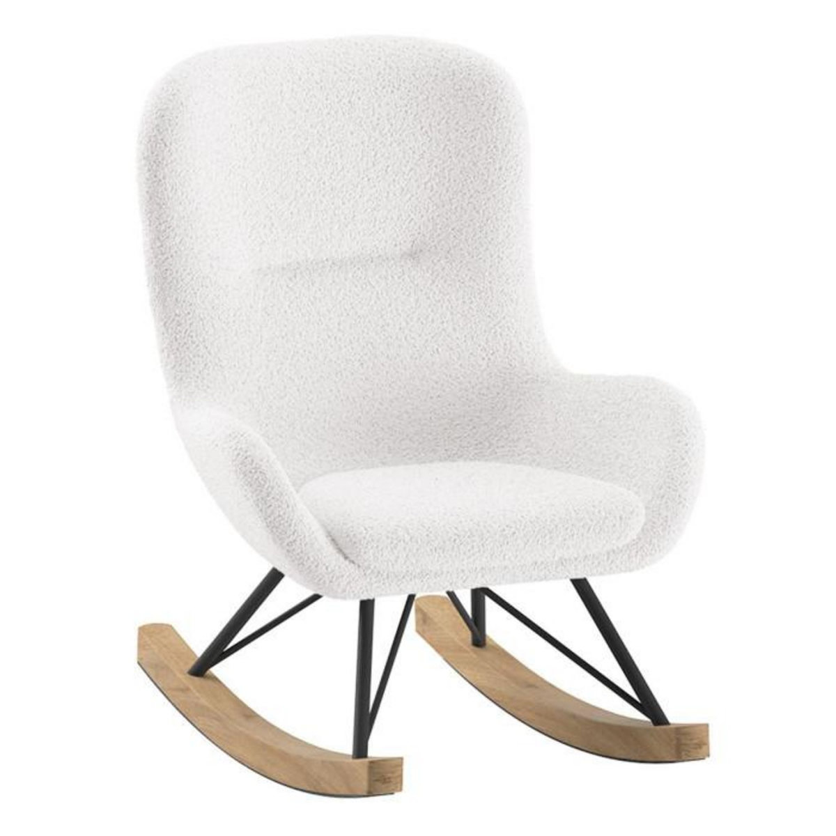 Paris Prix Fauteuil à Bascule Bouclette  Rocky  68cm Blanc