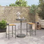 VIDAXL Ensemble de bar jardin 3 pcs gris poly rotin/bois massif acacia
