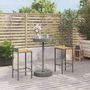 Voir la diapositive 1 : VIDAXL Ensemble de bar jardin 3 pcs gris poly rotin/bois massif acacia