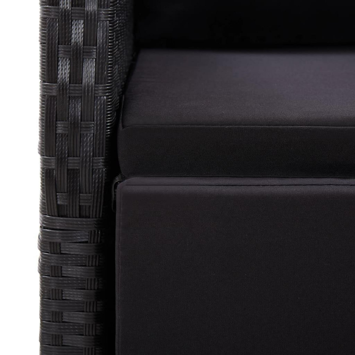 VIDAXL Ensemble a manger de jardin 11 pcs coussins noir resine tressee