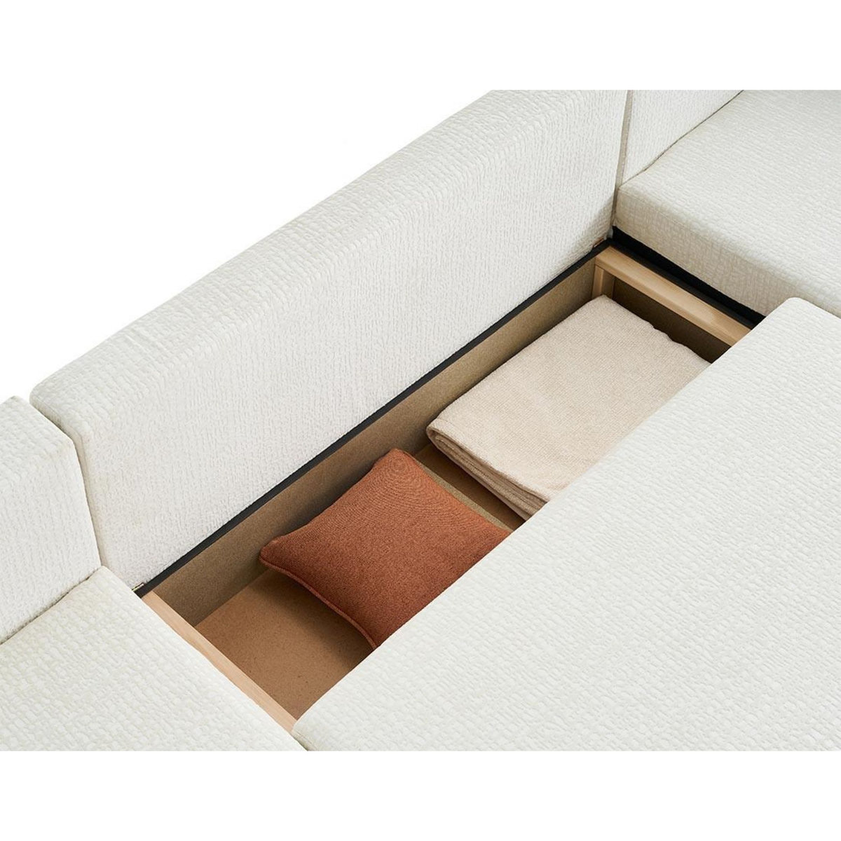 BEST MOBILIER Topaze - canapé panoramique en u - 7 places - convertible avec coffre - en tissu velours relief