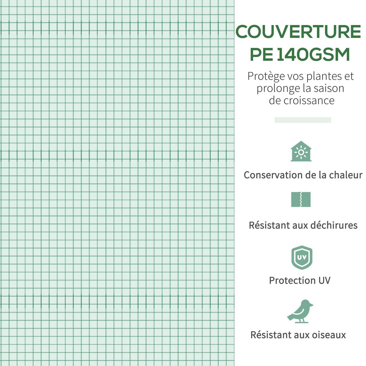 OUTSUNNY Serre de jardin tunnel 10,4 m² - 6 fenêtres et porte zippée avec moustiquaires - acier galvanisé PE vert