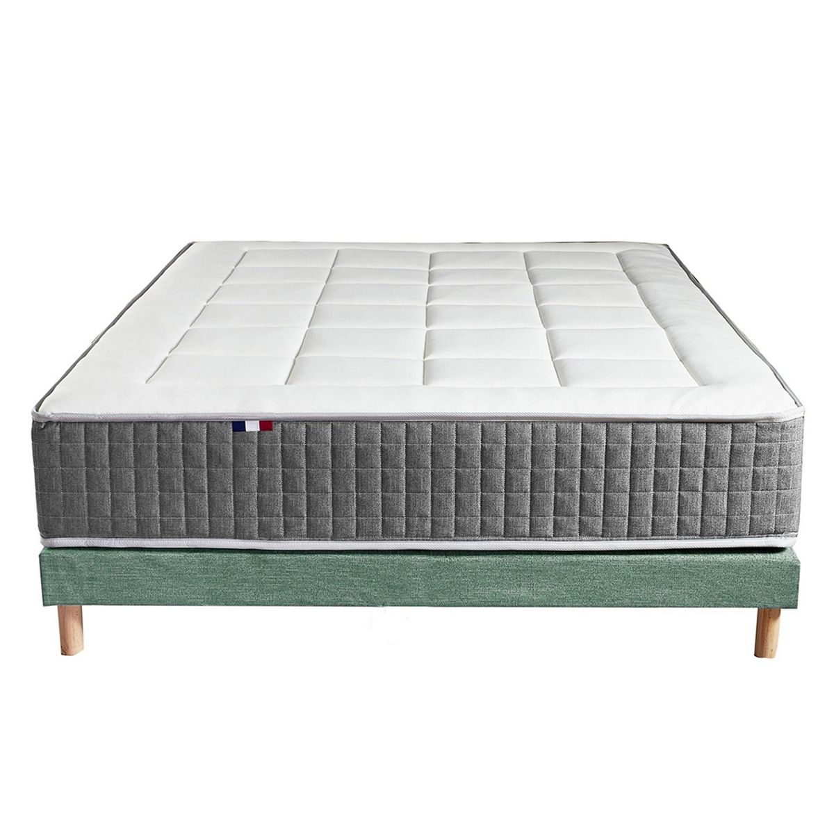 IDLITERIE Ensemble Matelas Ressort 7 zones H.28cm + Sommier Fabriqué en France MAX