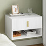 Voir la diapositive 3 : SOBUY Chevet mural blanc avec tiroir et étagère LED 40x30x26cm FBT176-E-W