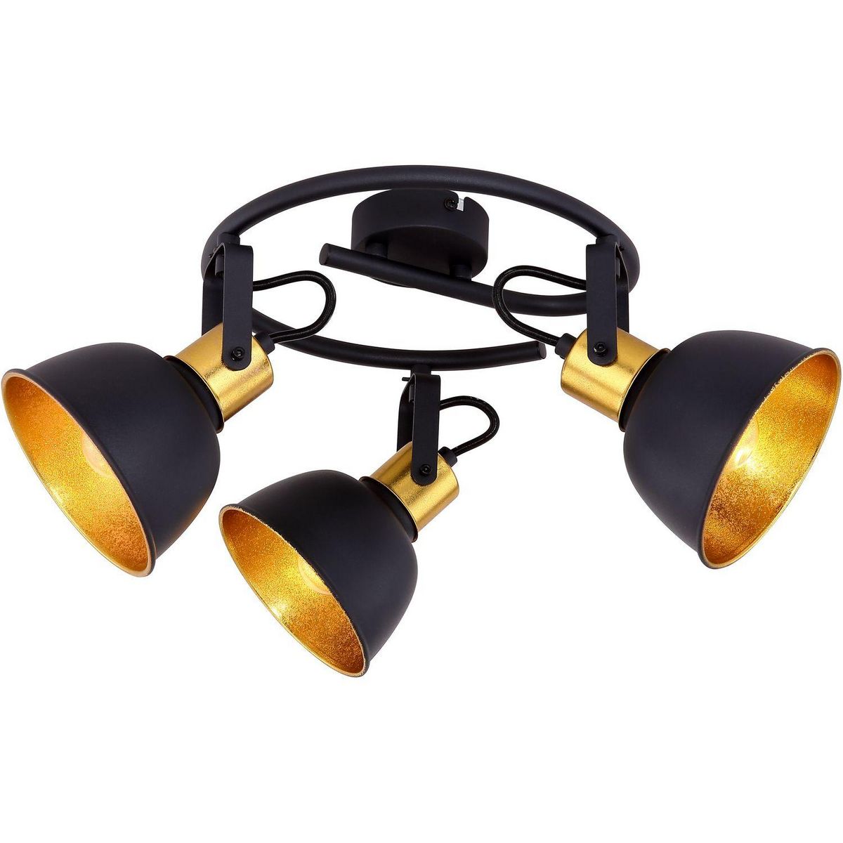 GLOBO Plafonnier rond design industriel Fillo - Noir et doré