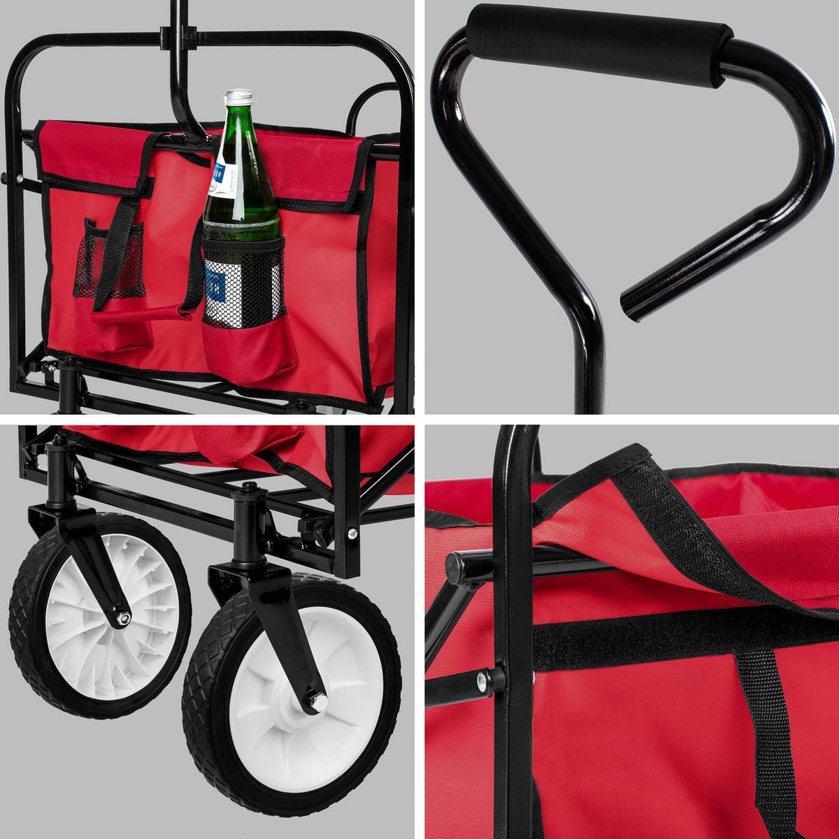 tectake Chariot de jardin et de transport pliable rouge