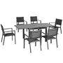OUTSUNNY Ensemble de jardin 6 personnes chaises empilables table extensible 90/180L cm alu. textilène gris