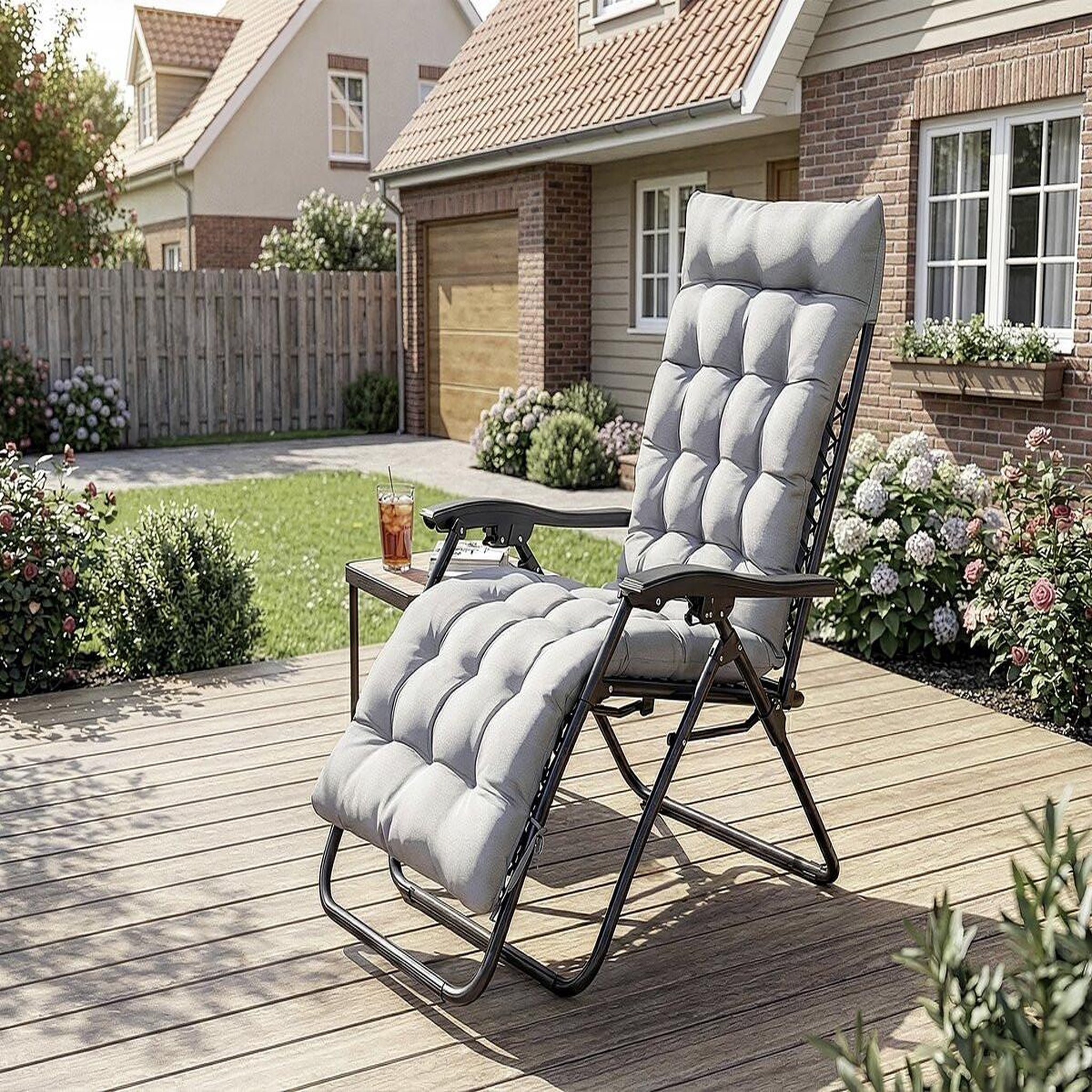 Voir la diapositive 2 : Habitat et Jardin Coussin pour fauteuil de jardin en tissu  Romy  - 164 x 52 x 10 cm - Gris clair