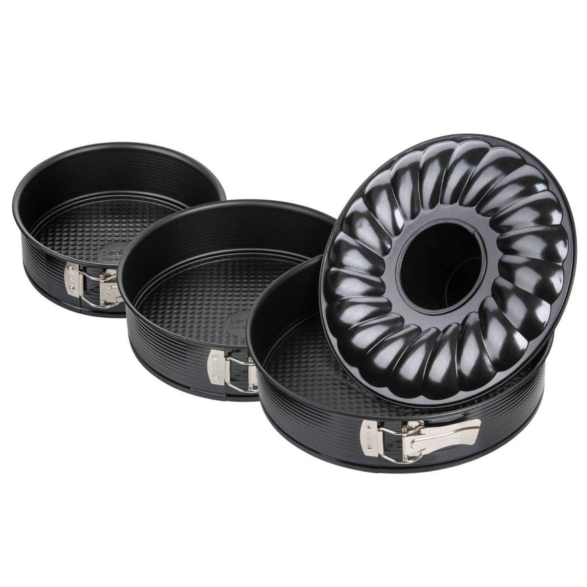 ZENKER Set de 2 moules à manqué et 1 moule à manqué et savarin diamètres 20, 24 , 28 cm zenker black metallic