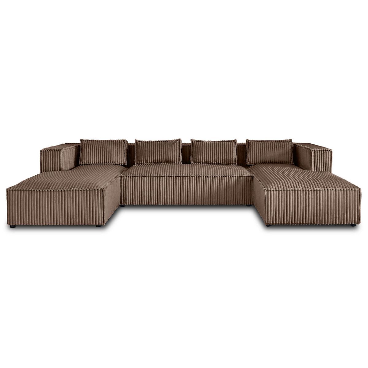 LISA DESIGN Stella - canapé panoramique en u - 7 places - en velours côtelé grosses côtes