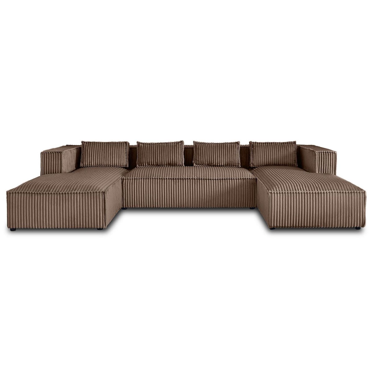 LISA DESIGN Stella - canapé panoramique en u - 7 places - en velours côtelé grosses côtes