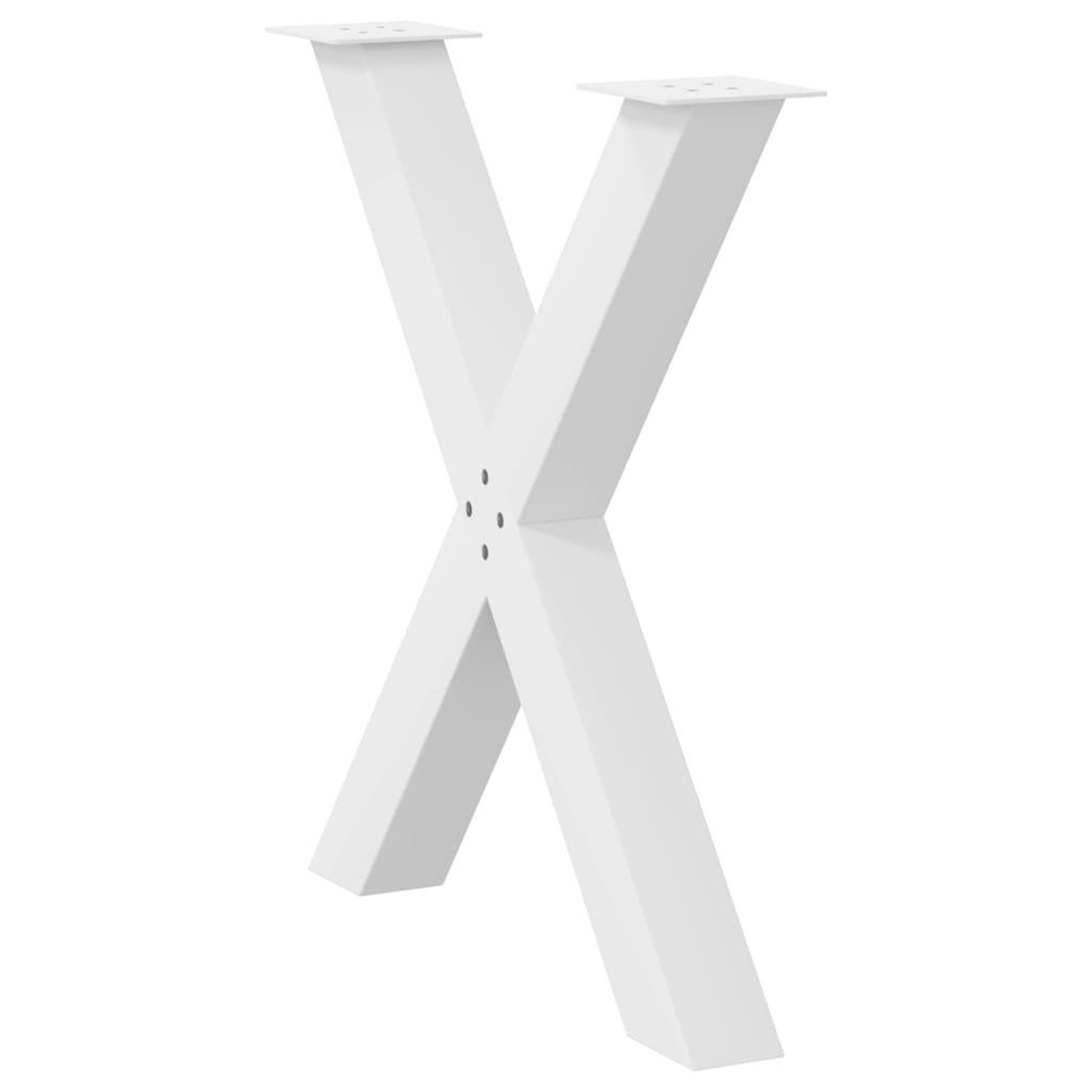 Voir la diapositive 4 : VIDAXL Pieds de table a manger forme de X 2 pcs blanc 70x(72-73) cm