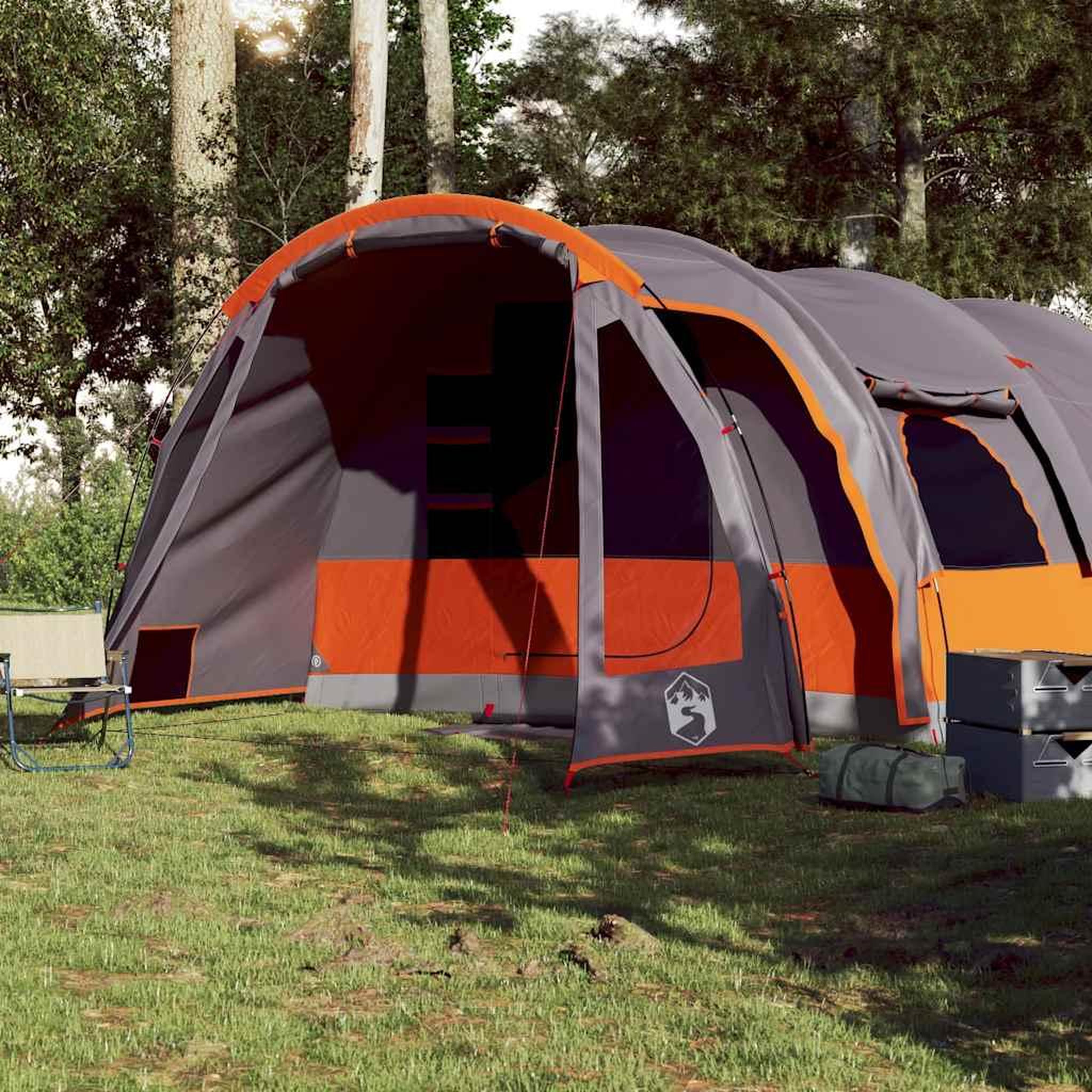 Voir la diapositive 3 : VIDAXL Tente familiale tunnel 8 personnes gris impermeable