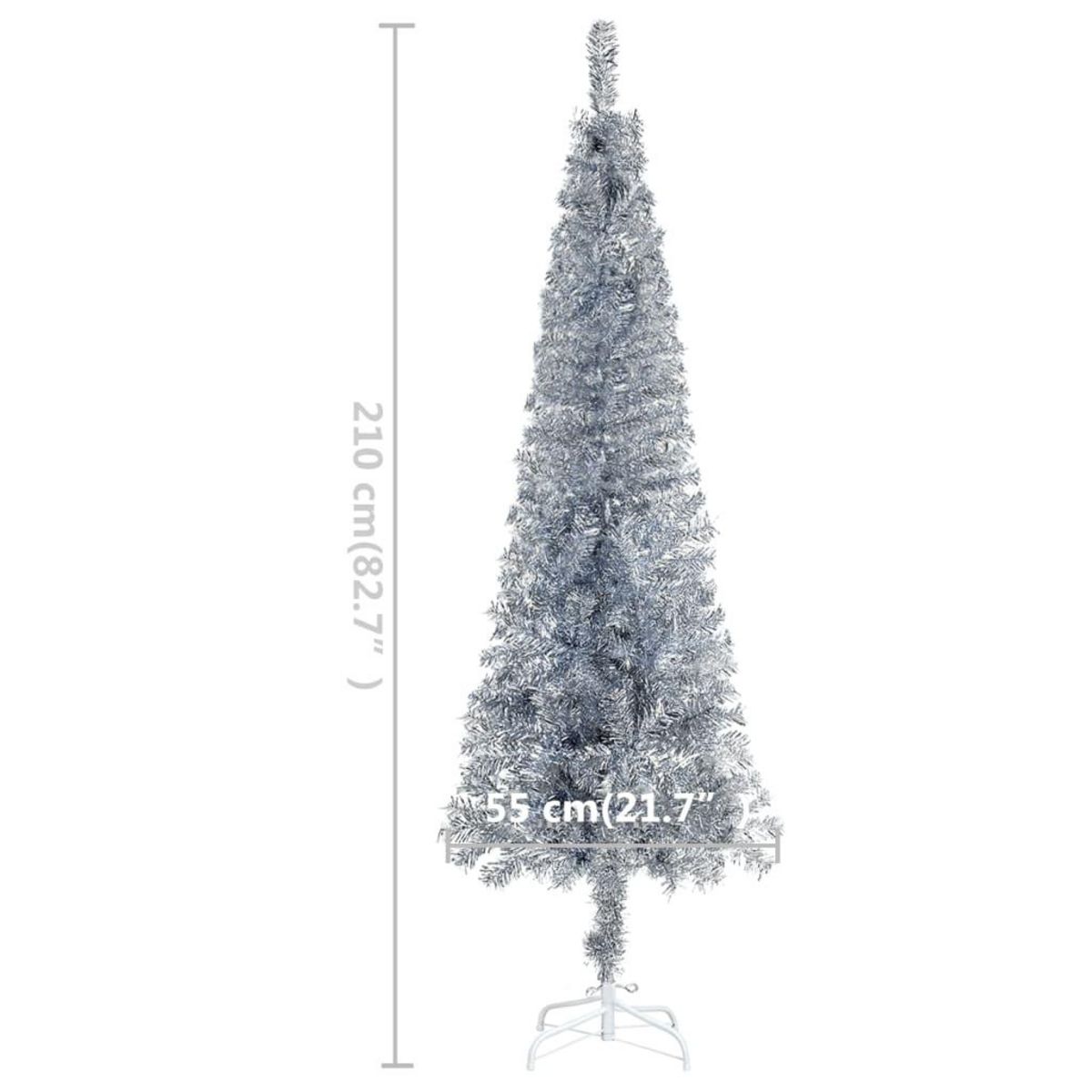 VIDAXL Sapin de Noël etroit Argente 210 cm