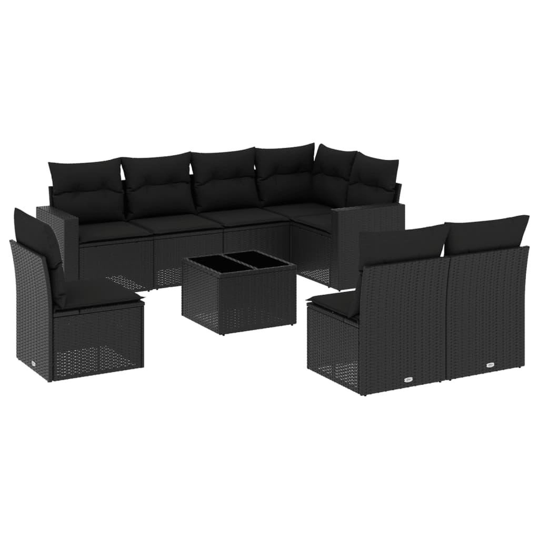 Voir la diapositive 2 : VIDAXL Salon de jardin 9 pcs avec coussins noir resine tressee