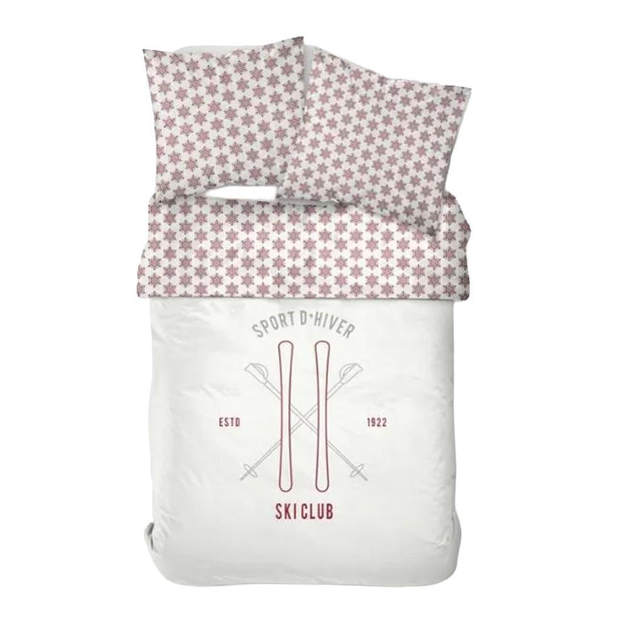 Today Parure de lit imprimé flocon coton today ski club 220x240. Coloris disponibles : Blanc