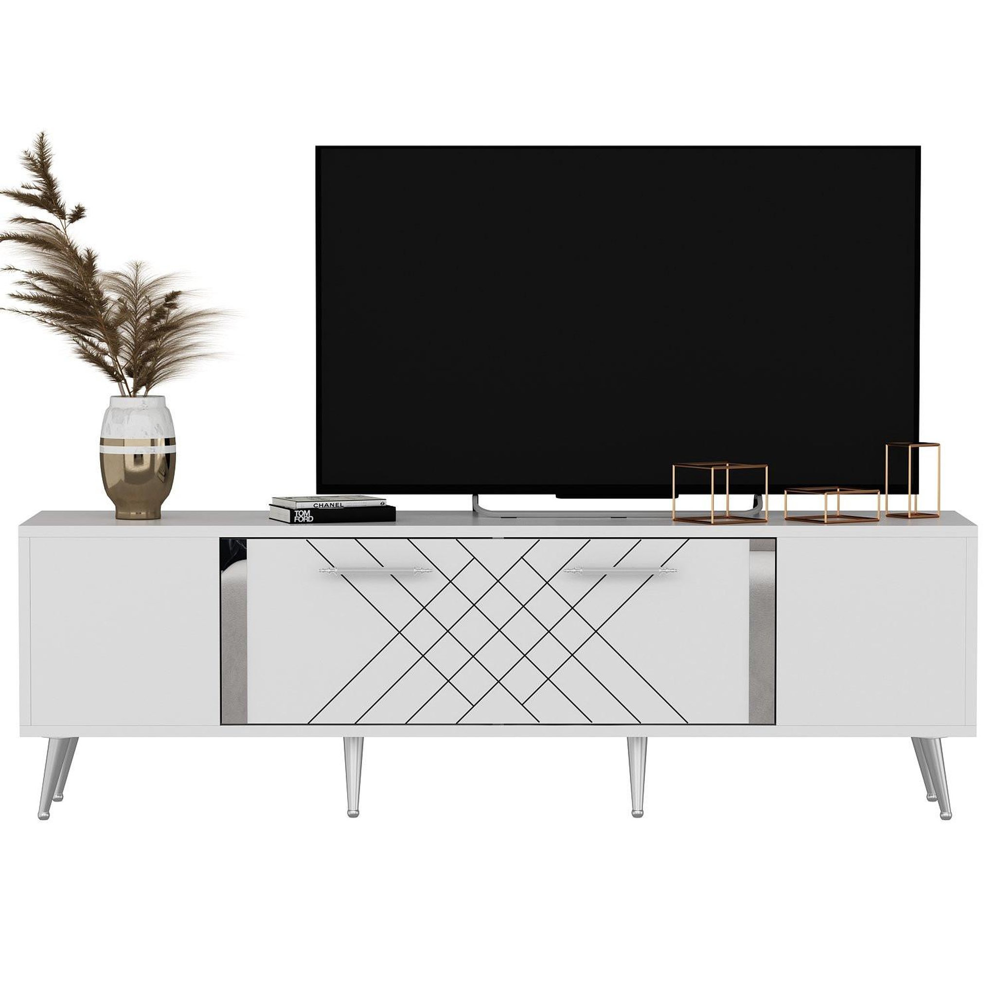 Habitat et Jardin Meuble tv en bois  detas  - 150 x 35 x 48 cm - argent