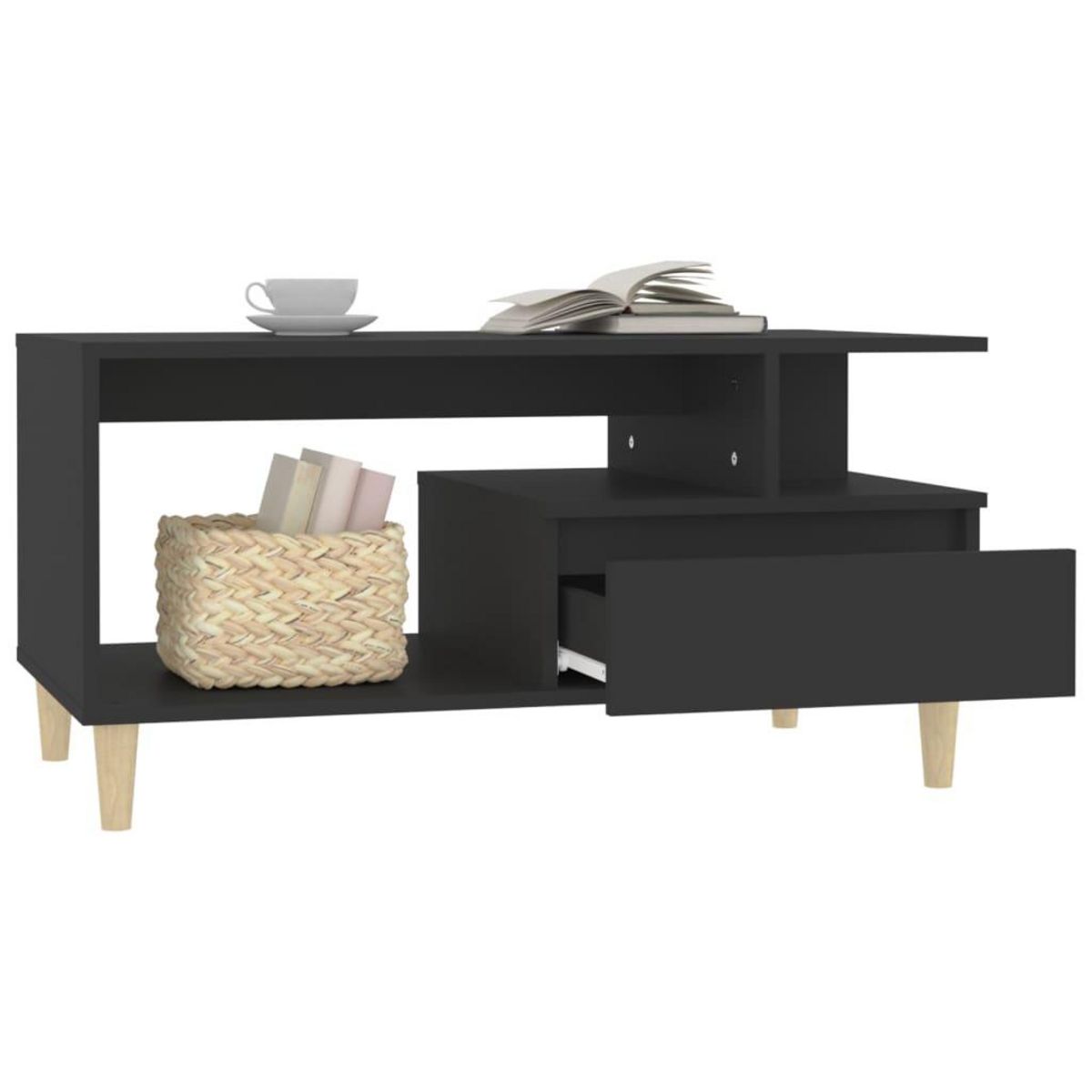 VIDAXL Table basse Noir 90x49x45 cm Bois d'ingenierie
