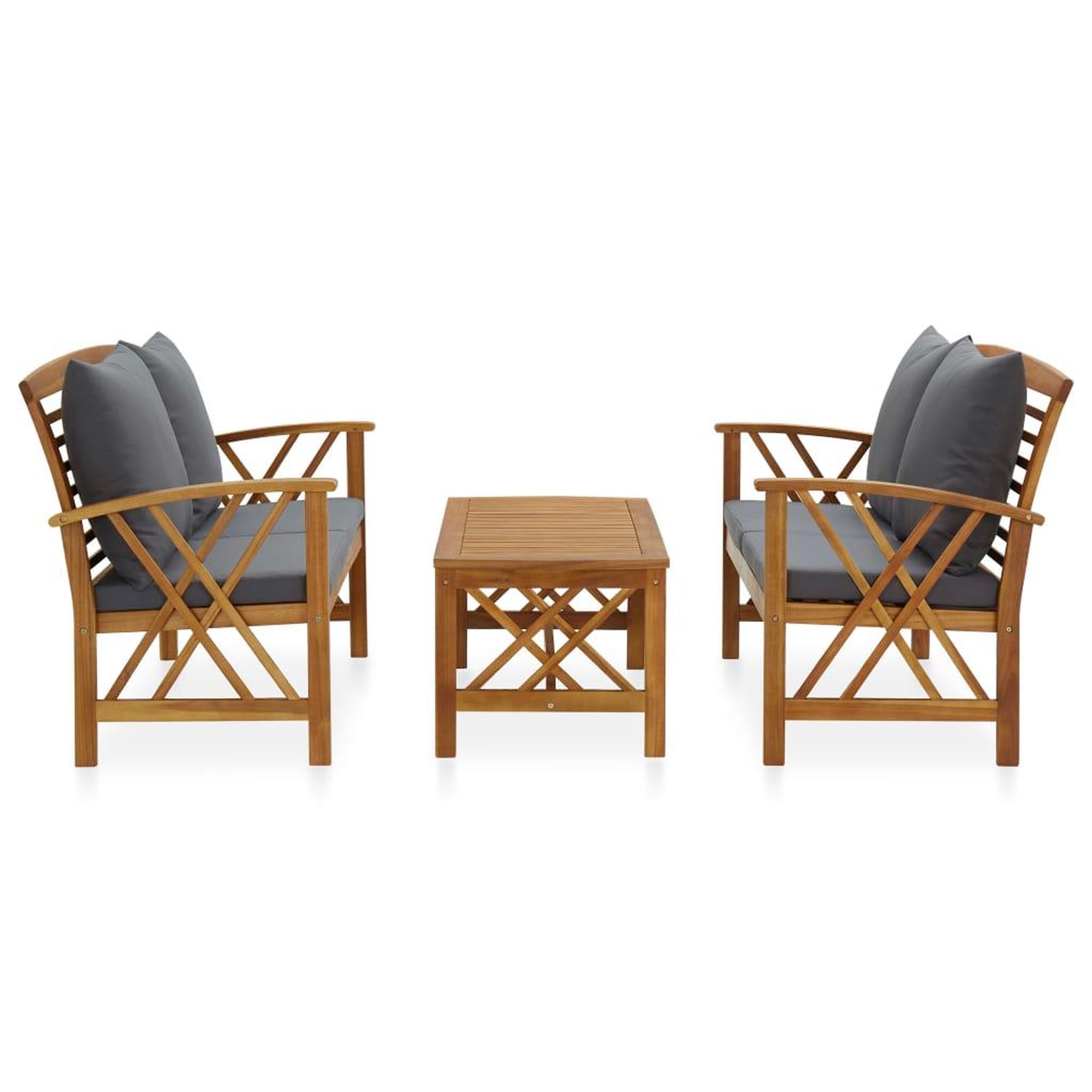 Voir la diapositive 2 : VIDAXL Salon de jardin 3 pcs avec coussins Bois d'acacia massif