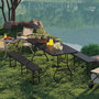 Voir la diapositive 2 : OUTSUNNY Ensemble table 2 bancs pliables avec poignées - usage pique-nique camping - métal époxy HDPE effet rotin noir