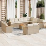 VIDAXL Salon de jardin avec coussins 13 pcs beige resine tressee