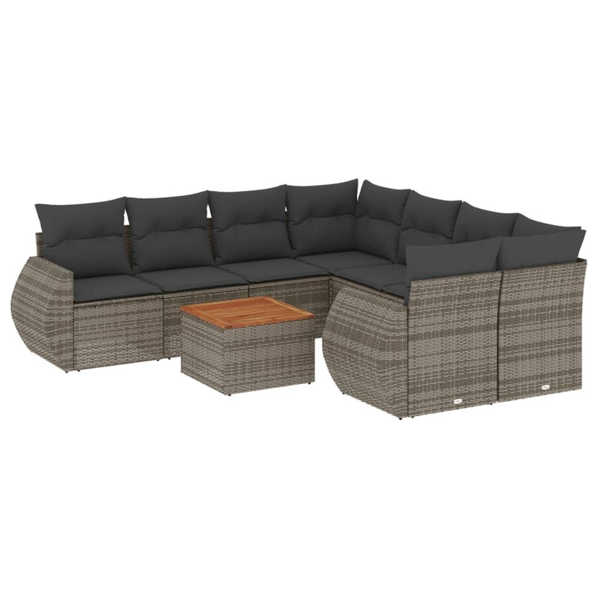 Voir la diapositive 2 : VIDAXL Salon de jardin 9 pcs avec coussins gris resine tressee
