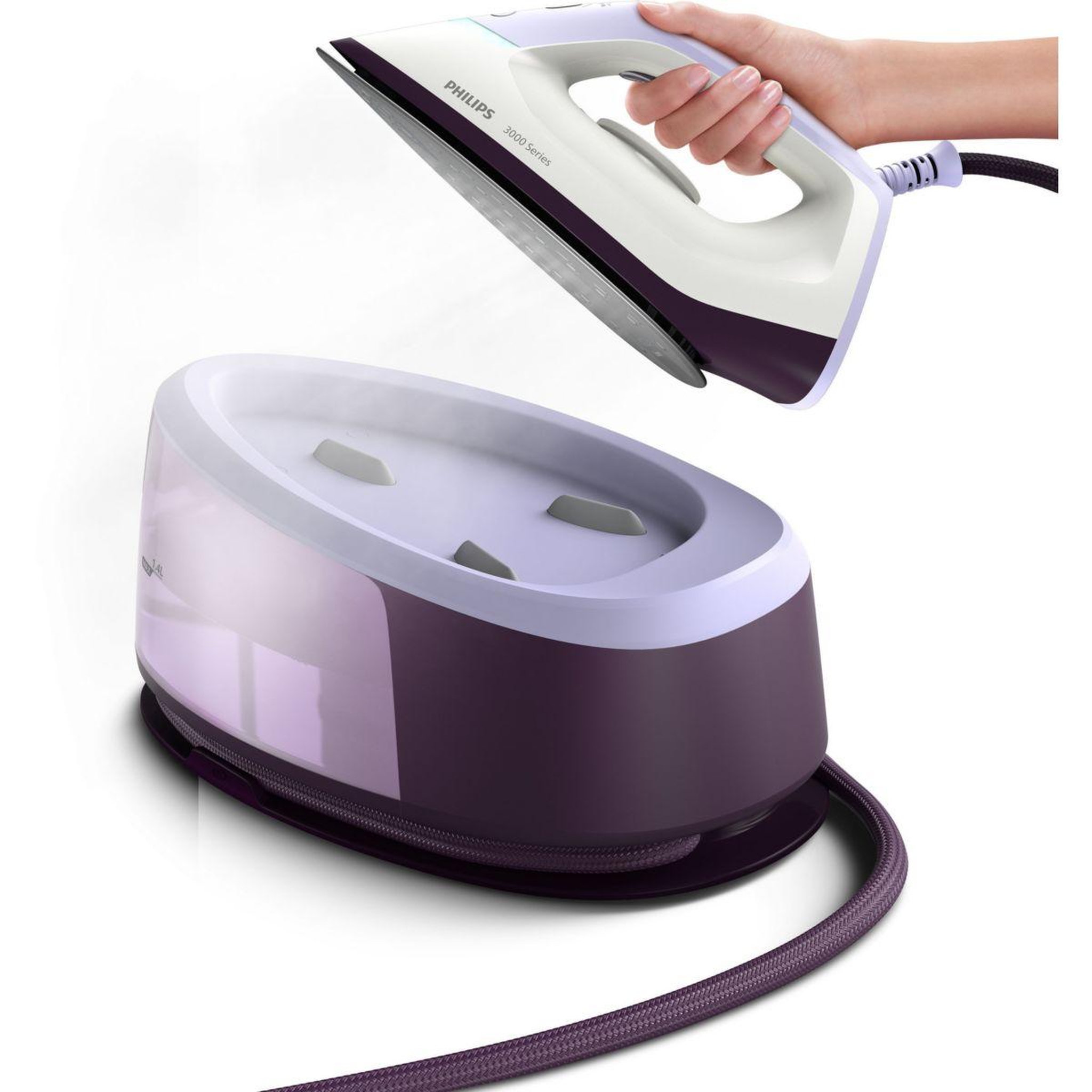 Voir la diapositive 3 : Philips Centrale vapeur psg3000/30 mauve 1,4l