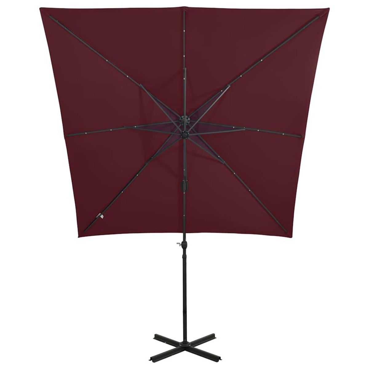 VIDAXL Parasol de jardin en porte-a-faux avec mat et lumieres LED