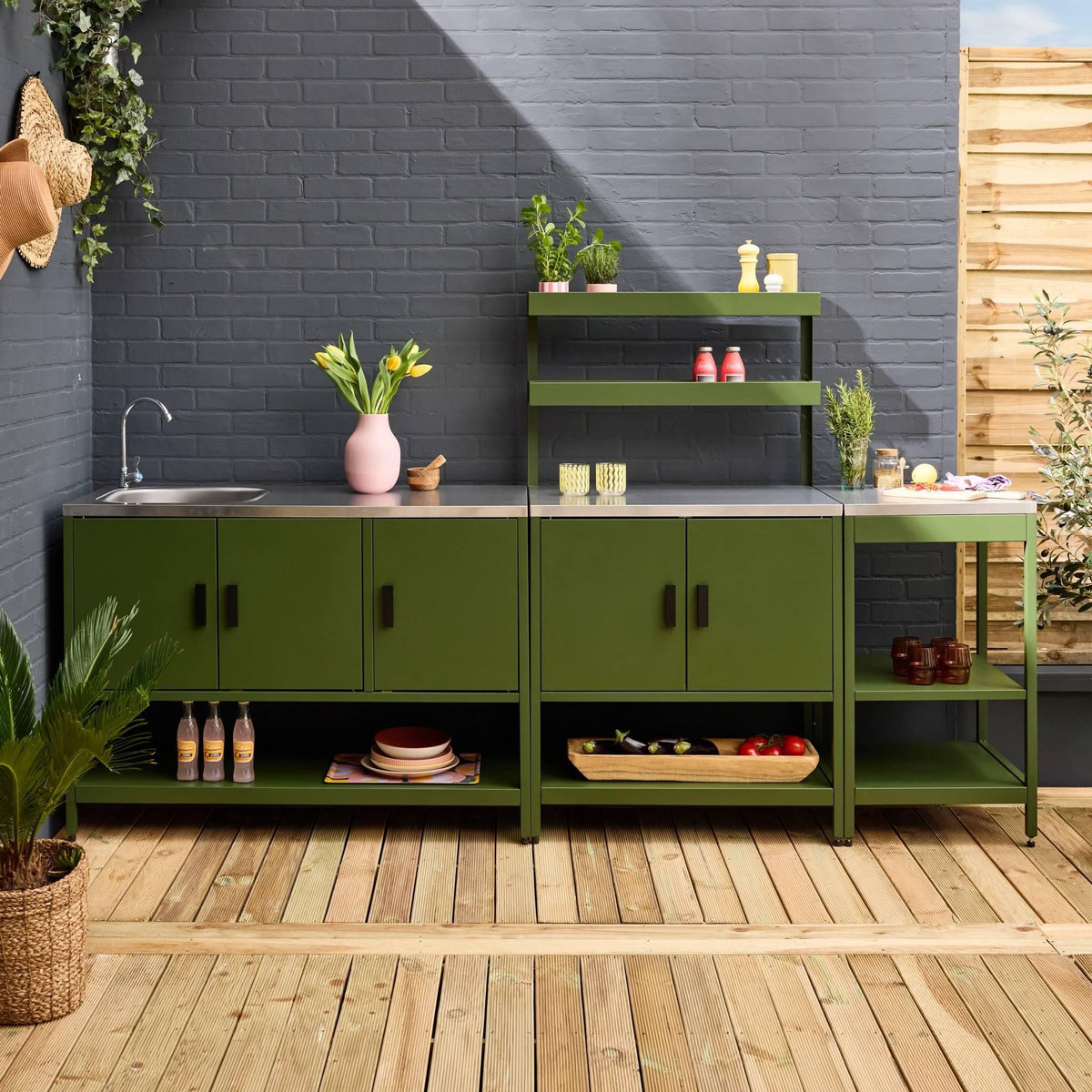 SWEEEK Cuisine extérieure 3 modules en acier inoxydable