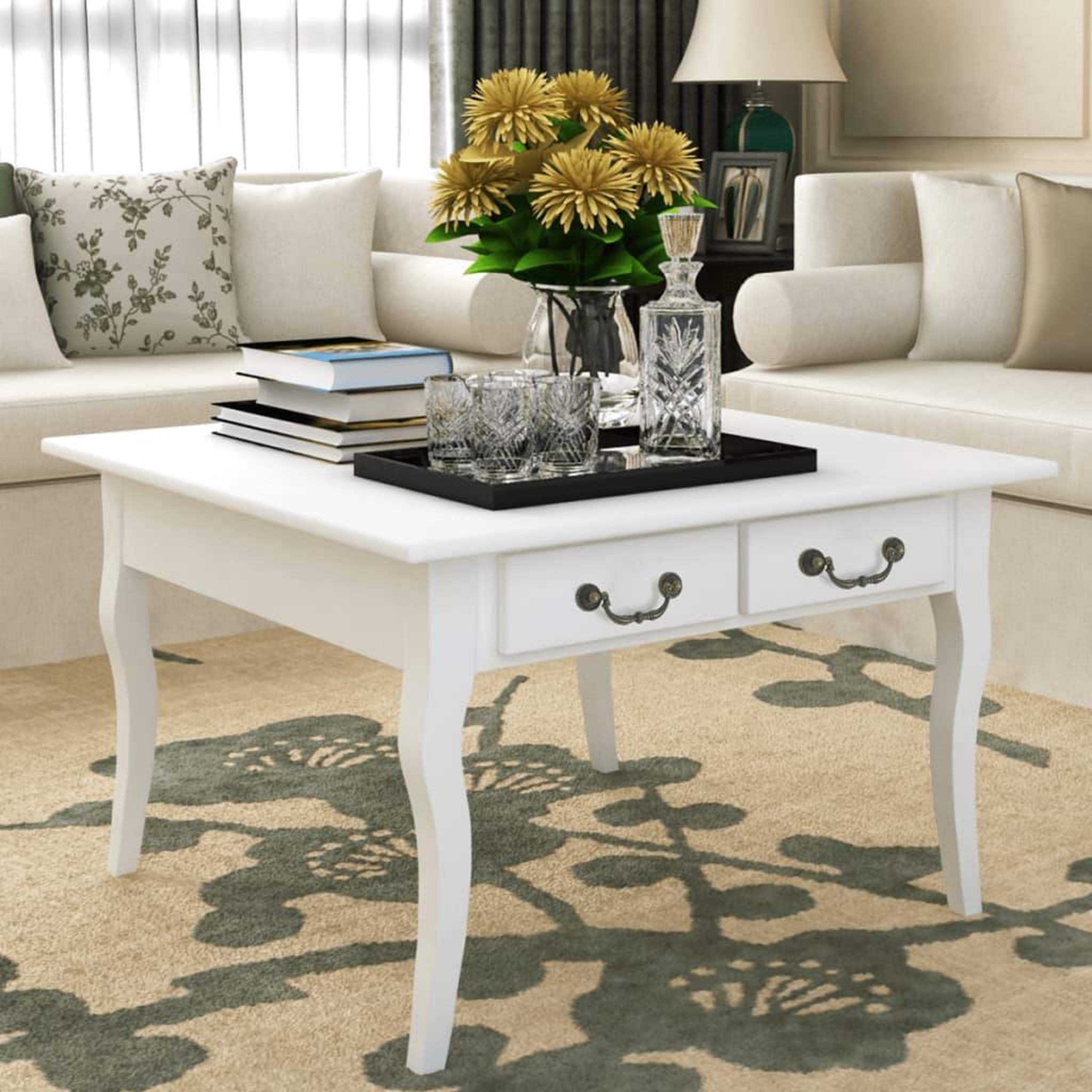 Voir la diapositive 1 : VIDAXL Table basse avec 4 tiroirs Blanc