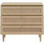 Voir la diapositive 4 : MARKET24 Commode - 3 tiroirs - Décor Chene- Cannage - L90,4 x P41,4 x H80 cm - CALASETTA