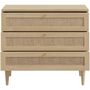 Voir la diapositive 4 : MARKET24 Commode - 3 tiroirs - Décor Chene- Cannage - L90,4 x P41,4 x H80 cm - CALASETTA