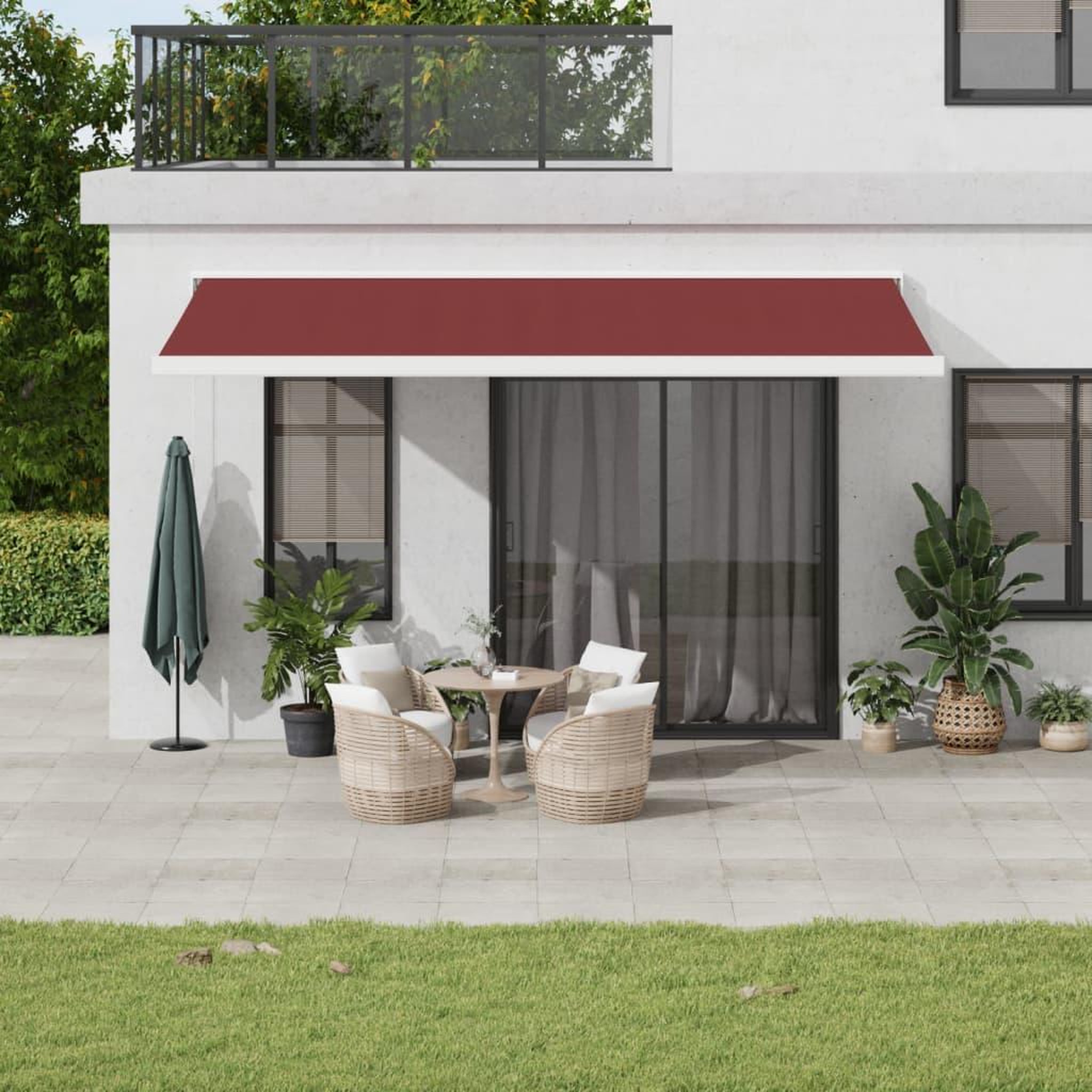 VIDAXL Auvent retractable automatique bordeaux 500x300 cm