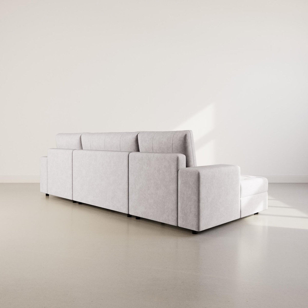 BEST MOBILIER Bastian - canapé panoramique en u 7 places convertible avec coffre en velours texturé