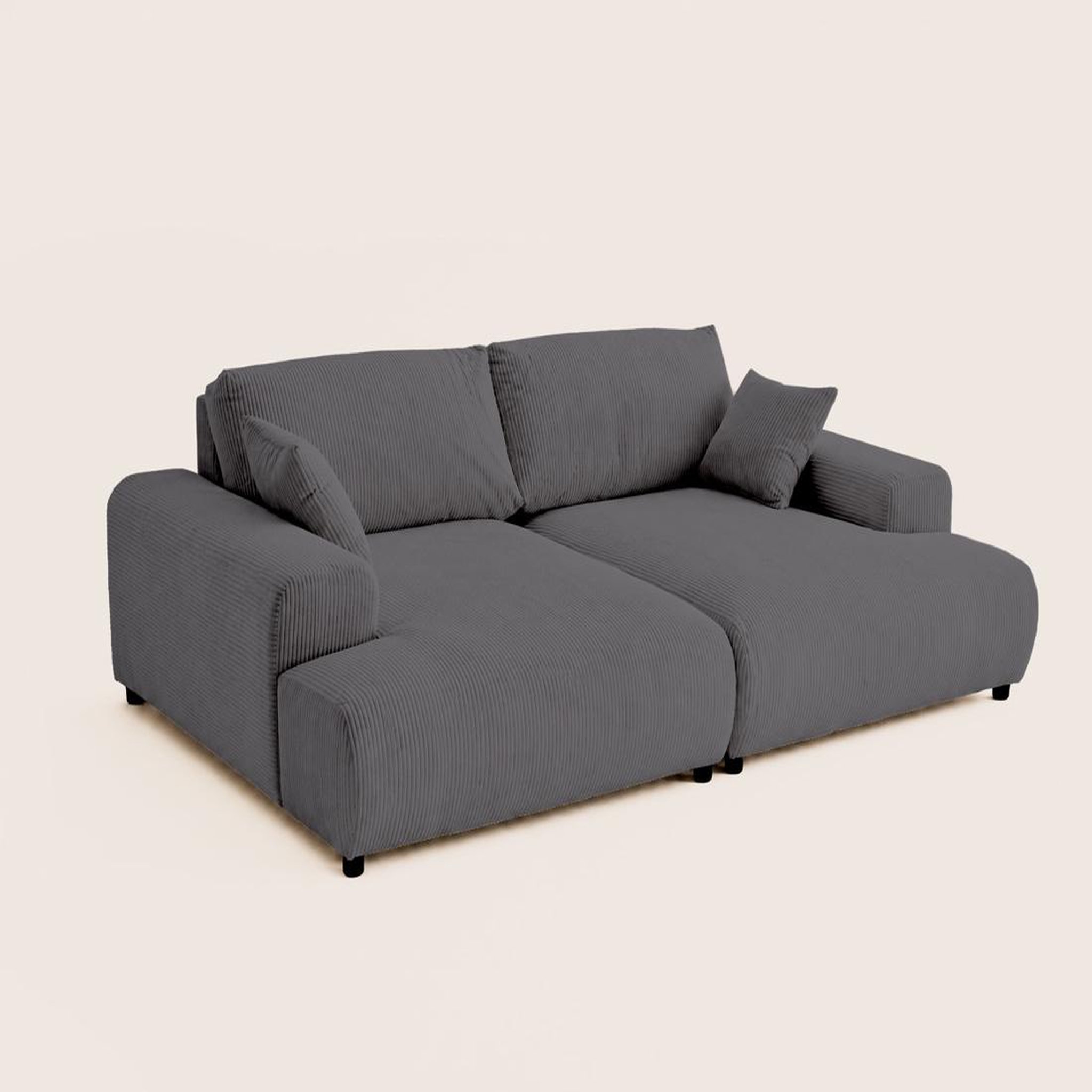 Voir la diapositive 5 : LISA DESIGN Garance - canapé droit 4 places double méridienne - assise profonde - en velours côtelé