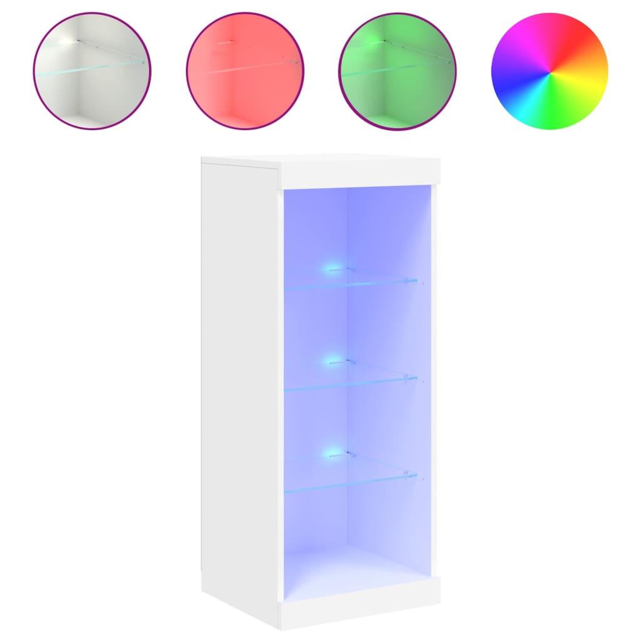 Voir la diapositive 2 : VIDAXL Buffet avec lumieres LED blanc 41x37x100 cm