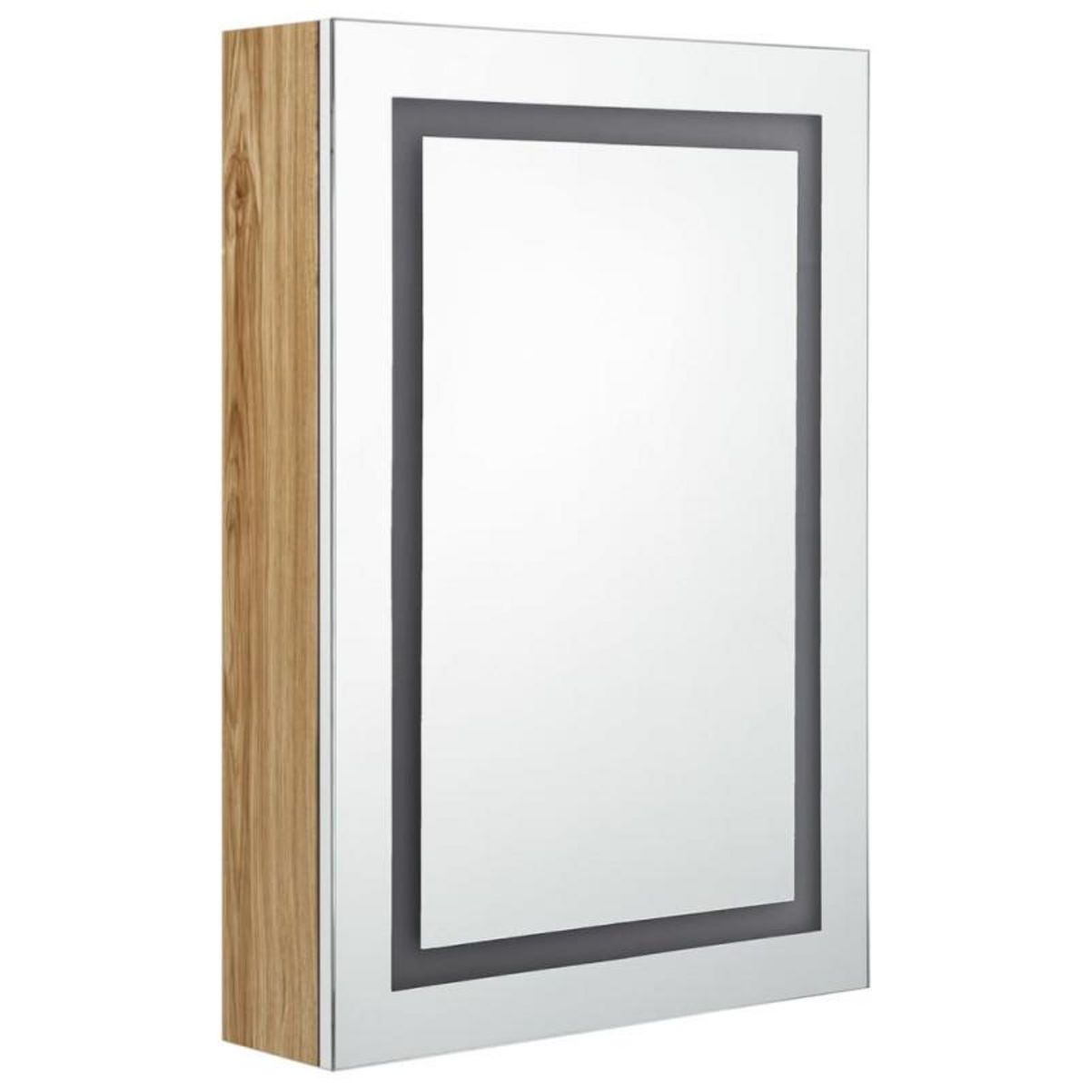 VIDAXL Armoire de salle de bain à miroir LED blanc et chêne 50x13x70cm