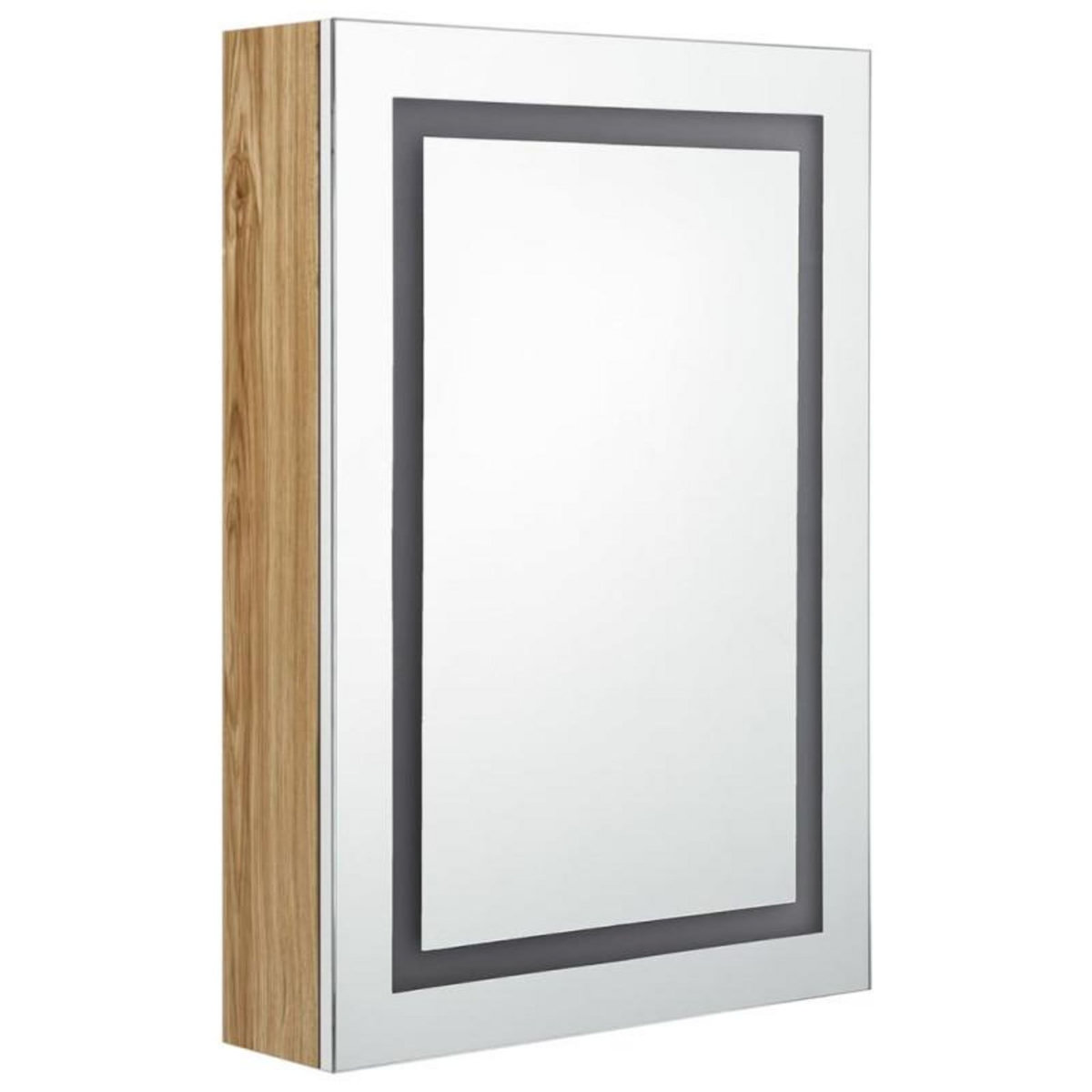 VIDAXL Armoire de salle de bain à miroir LED blanc et chêne 50x13x70cm
