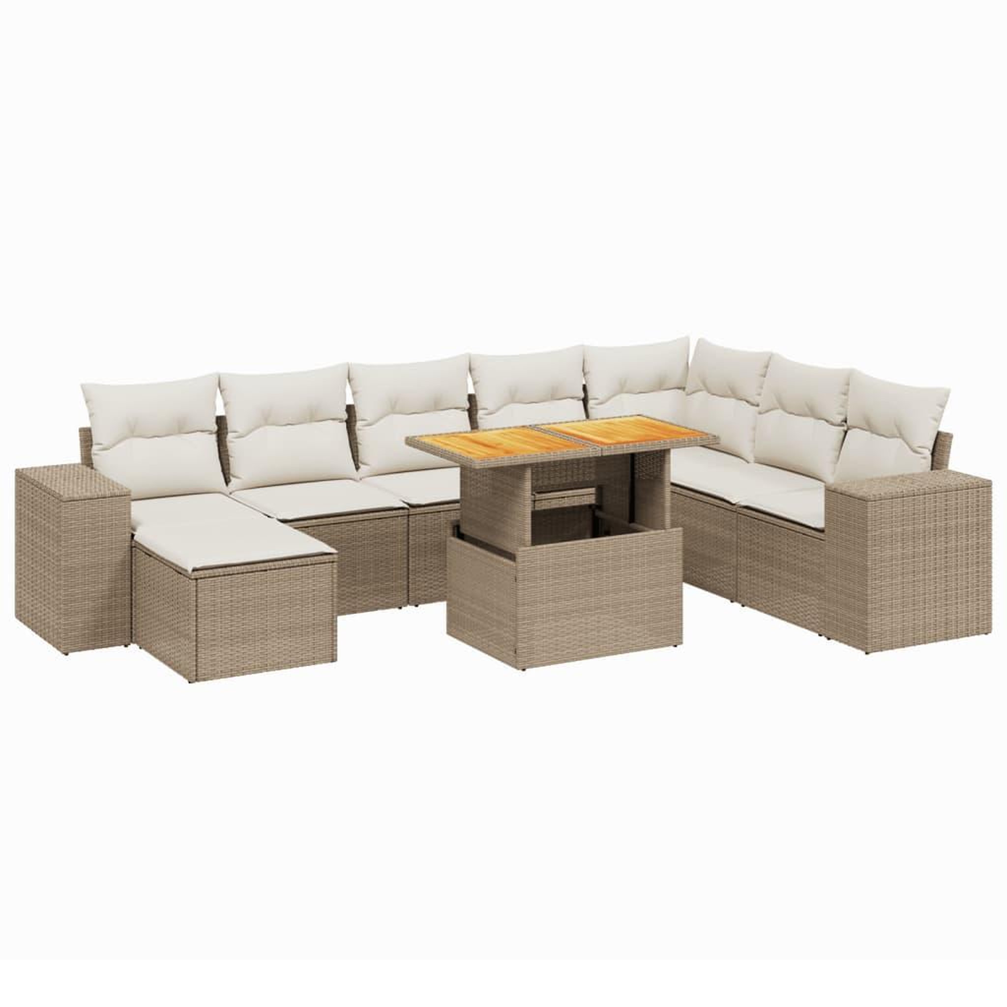 Voir la diapositive 2 : VIDAXL Salon de jardin avec coussins 9 pcs beige resine tressee