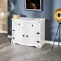 IDIMEX Buffet RURAL commode bahut vaisselier en pin massif blanc avec 2 tiroirs et 2 portes, meuble de rangement style mexicain en bois