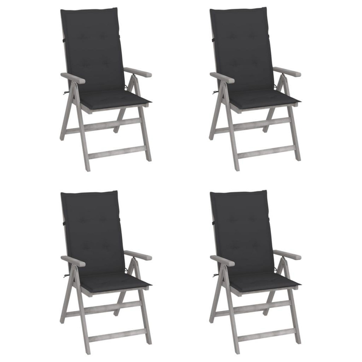 VIDAXL Chaises inclinables de jardin lot de 4 et coussins Bois acacia