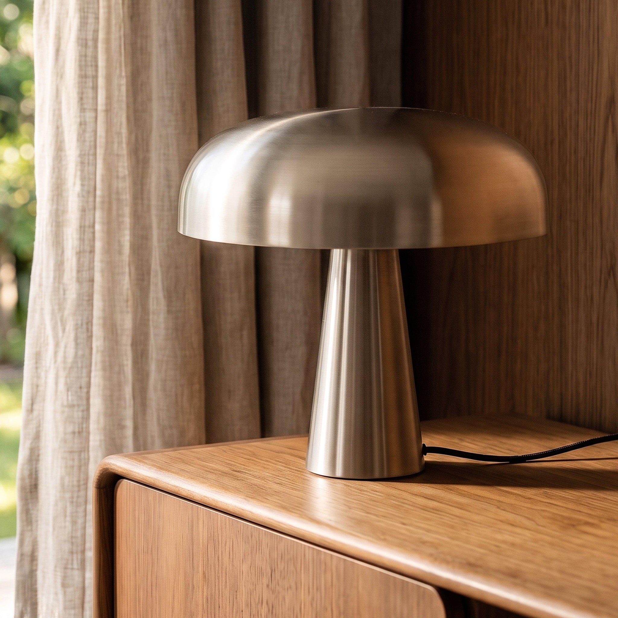 Voir la diapositive 2 : MAISON PAVANE Lampe à poser en métal brossé-livia