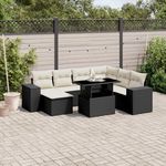 VIDAXL Salon de jardin 8 pcs avec coussins noir resine tressee
